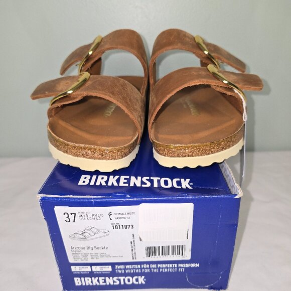 Birkenstock Arizona Big Buckle Cognac Oiled Leather, US W6/M4, New in Box - Picture 2 of 12